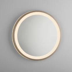 LED-veggspeil VIDRO, bronse, Ø 36 cm, powerbank, bryter