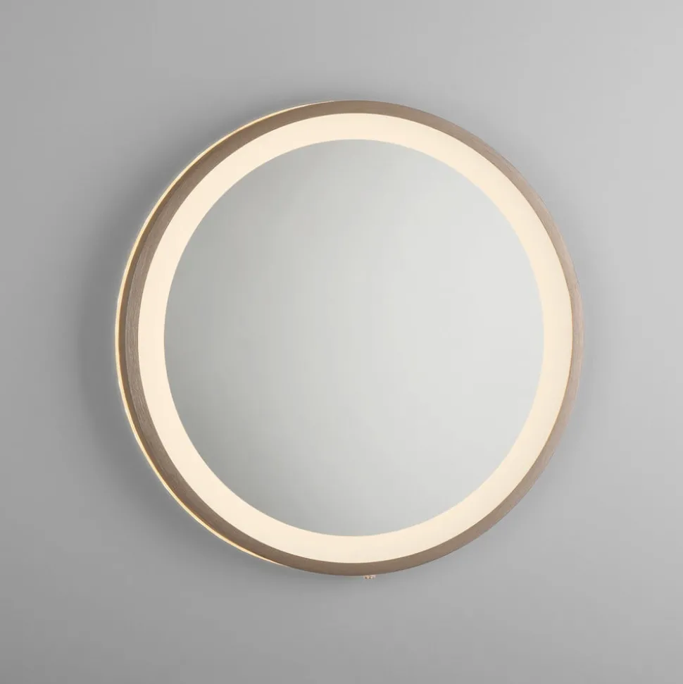 LED-veggspeil VIDRO, bronse, Ø 36 cm, powerbank, bryter