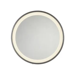 LED-veggspeil VIDRO, grå, Ø 36 cm, powerbank, bryter