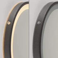 LED-veggspeil VIDRO, grå, Ø 36 cm, powerbank, bryter