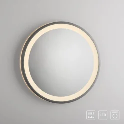 LED-veggspeil VIDRO, grå, Ø 36 cm, powerbank, bryter