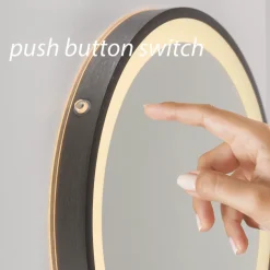 LED-veggspeil VIDRO, grå, Ø 36 cm, powerbank, bryter