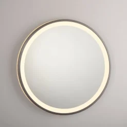 LED-veggspeil VIDRO, grå, Ø 46 cm, powerbank, bryter