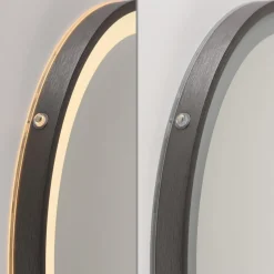 LED-veggspeil VIDRO, grå, Ø 46 cm, powerbank, bryter