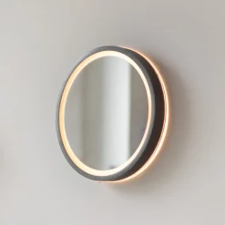 LED-veggspeil VIDRO, grå, Ø 26 cm, powerbank, bryter