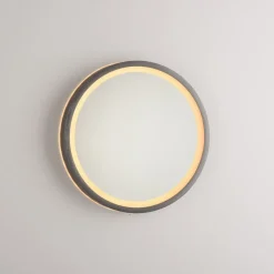 LED-veggspeil VIDRO, grå, Ø 26 cm, powerbank, bryter