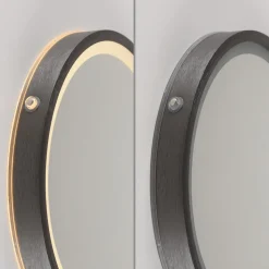 LED-veggspeil VIDRO, grå, Ø 26 cm, powerbank, bryter