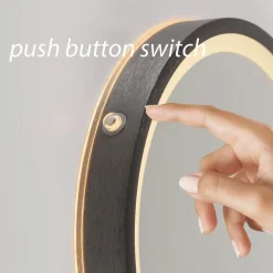 LED-veggspeil VIDRO, grå, Ø 26 cm, powerbank, bryter