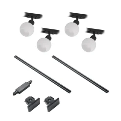 Lindby 1 lyskilde skinnesystem Linaro, E14, 4 lyskilder, svart