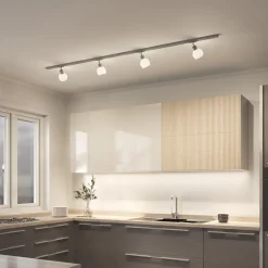 Lindby 1 lyskilde skinnesystem Linaro, E14, sølv, 4 lyskilder.