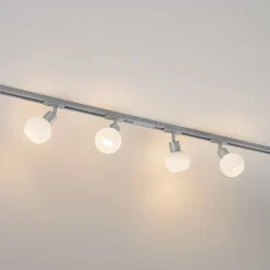 Lindby 1 lyskilde skinnesystem Linaro, E14, sølv, 4 lyskilder.