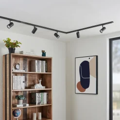 Lindby 1 lyskilde skinnesystem Linaro, GU10, 5 lyskilder, svart