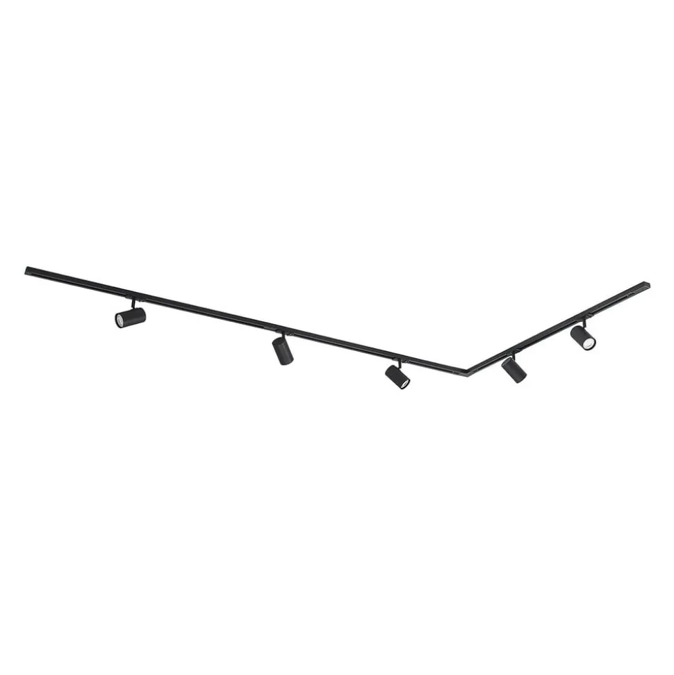 Lindby 1 lyskilde skinnesystem Linaro, GU10, 5 lyskilder, svart