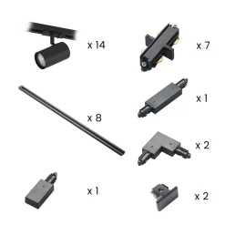 Lindby 1 lyskilde skinnesystem Linaro, GU10, 14-lys svart