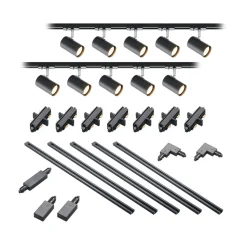 Lindby 1 lyskilde skinnesystem Linaro, GU10, 10 lyskilder, svart