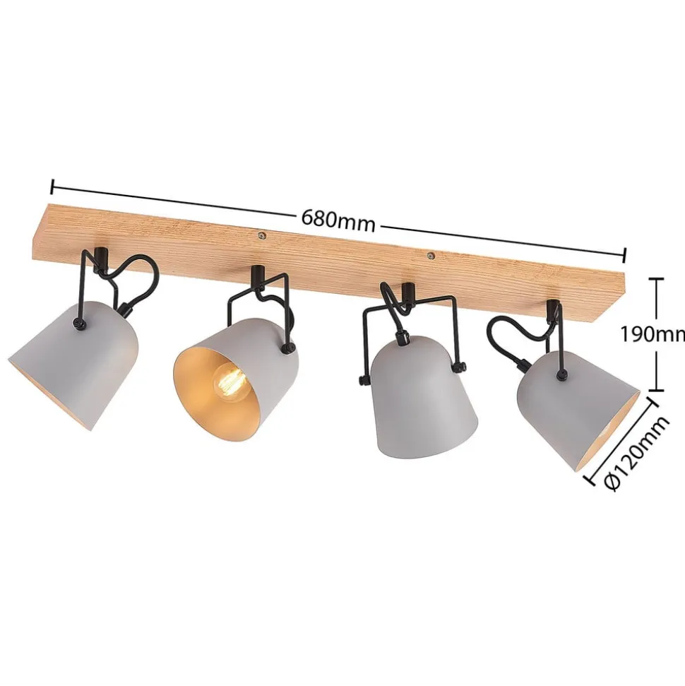 Lindby Adalin taklampe, 4 lyskilder, grå