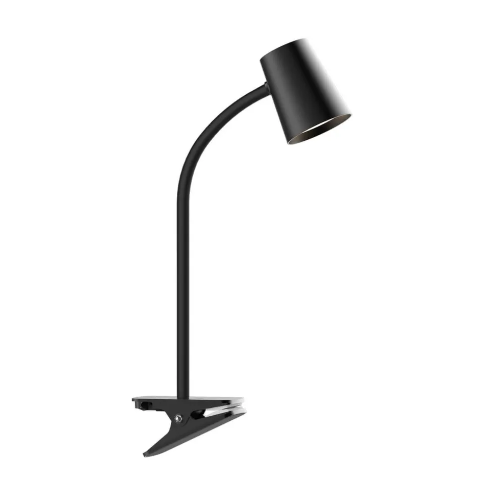 Lindby Ailina LED-bordlampe, klemmefot, svart