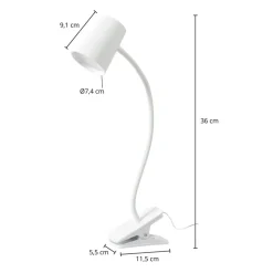 Lindby Ailina LED-bordlampe, klemmefot, hvit