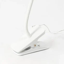 Lindby Ailina LED-bordlampe, klemmefot, hvit