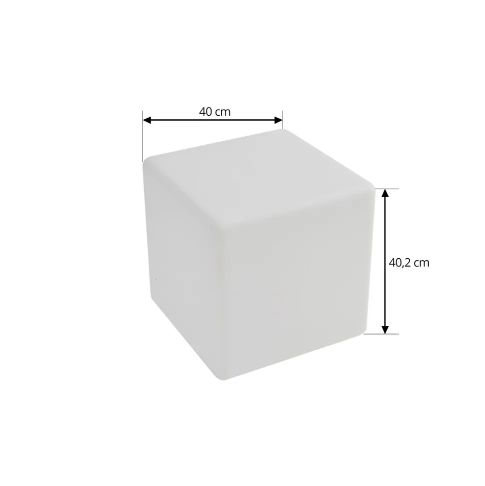 Lindby Akku-LED-utelampe Cubara, RGB, kube, plast