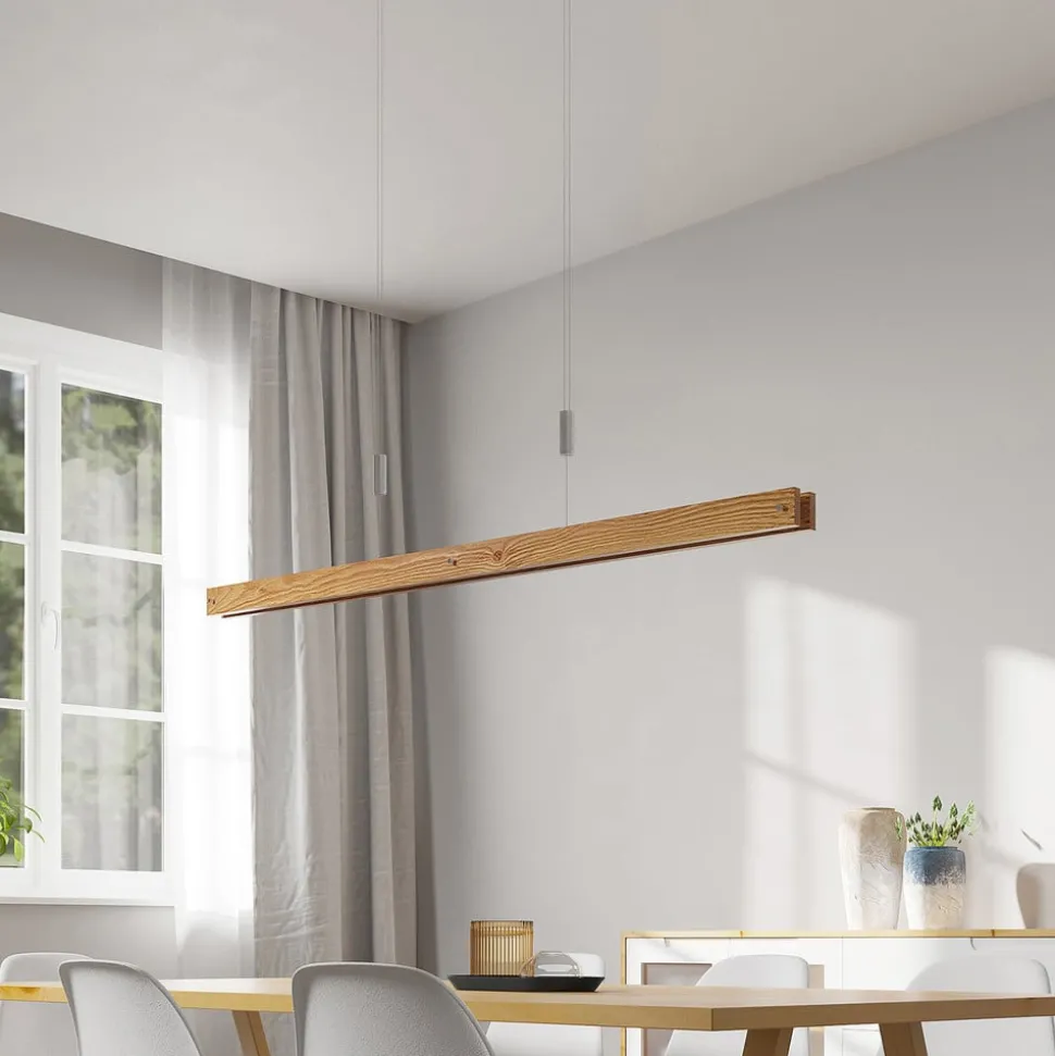 Lindby Alimara LED-hengelampe i tre, tre, lengde 138 cm