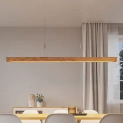 Lindby Alimara LED-hengelampe i tre, tre, lengde 138 cm