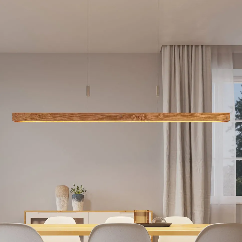 Lindby Alimara LED-hengelampe i tre, tre, lengde 138 cm