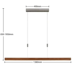 Lindby Alimara LED-hengelampe i tre, tre, lengde 138 cm
