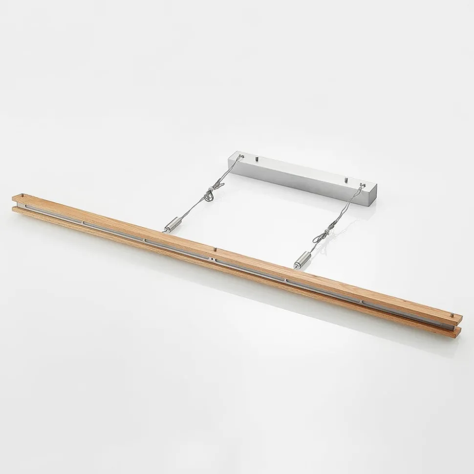 Lindby Alimara LED-hengelampe i tre, tre, lengde 138 cm