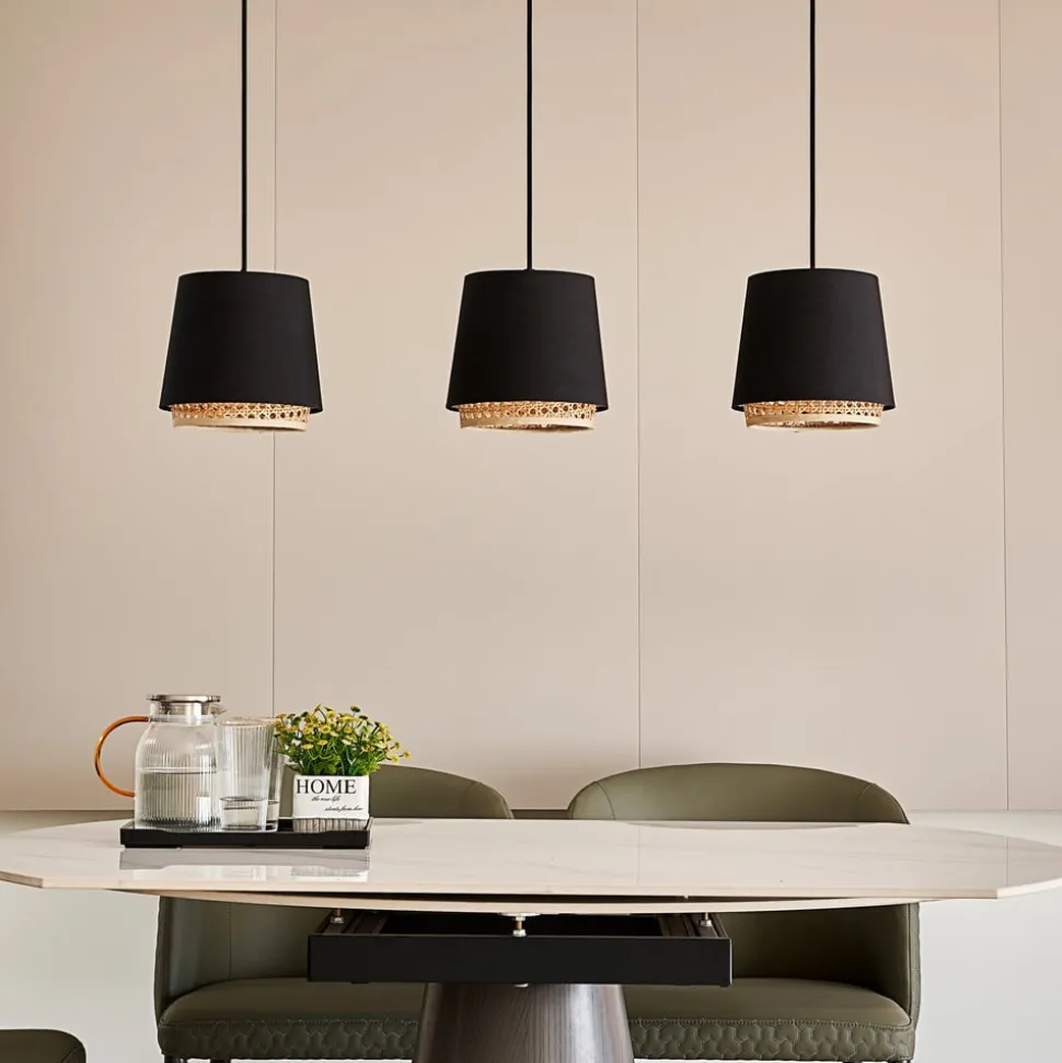 Lindby Ananya hengelampe i jern og tre, 3 lyskilder