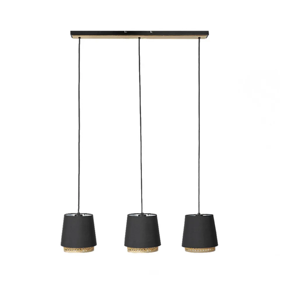 Lindby Ananya hengelampe i jern og tre, 3 lyskilder