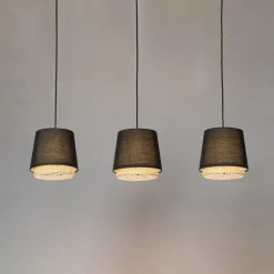 Lindby Ananya hengelampe i jern og tre, 3 lyskilder