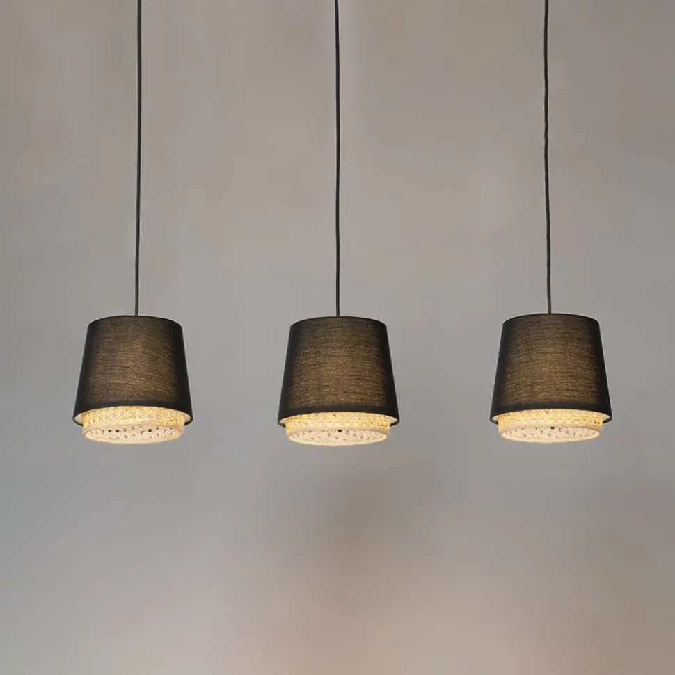 Lindby Ananya hengelampe i jern og tre, 3 lyskilder