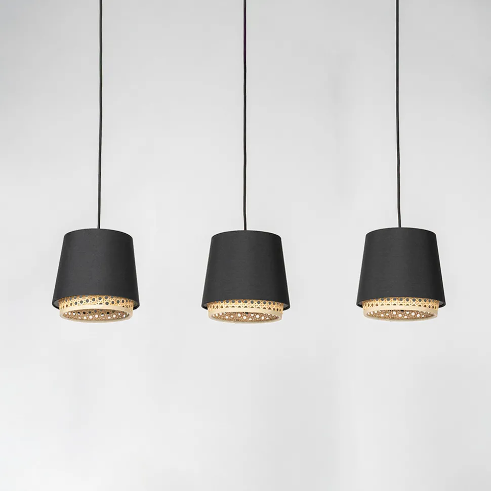 Lindby Ananya hengelampe i jern og tre, 3 lyskilder