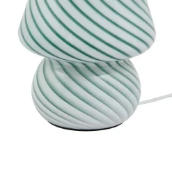 Lindby Andriana bordlampe, grønn/hvit, glass, Ø 15 cm