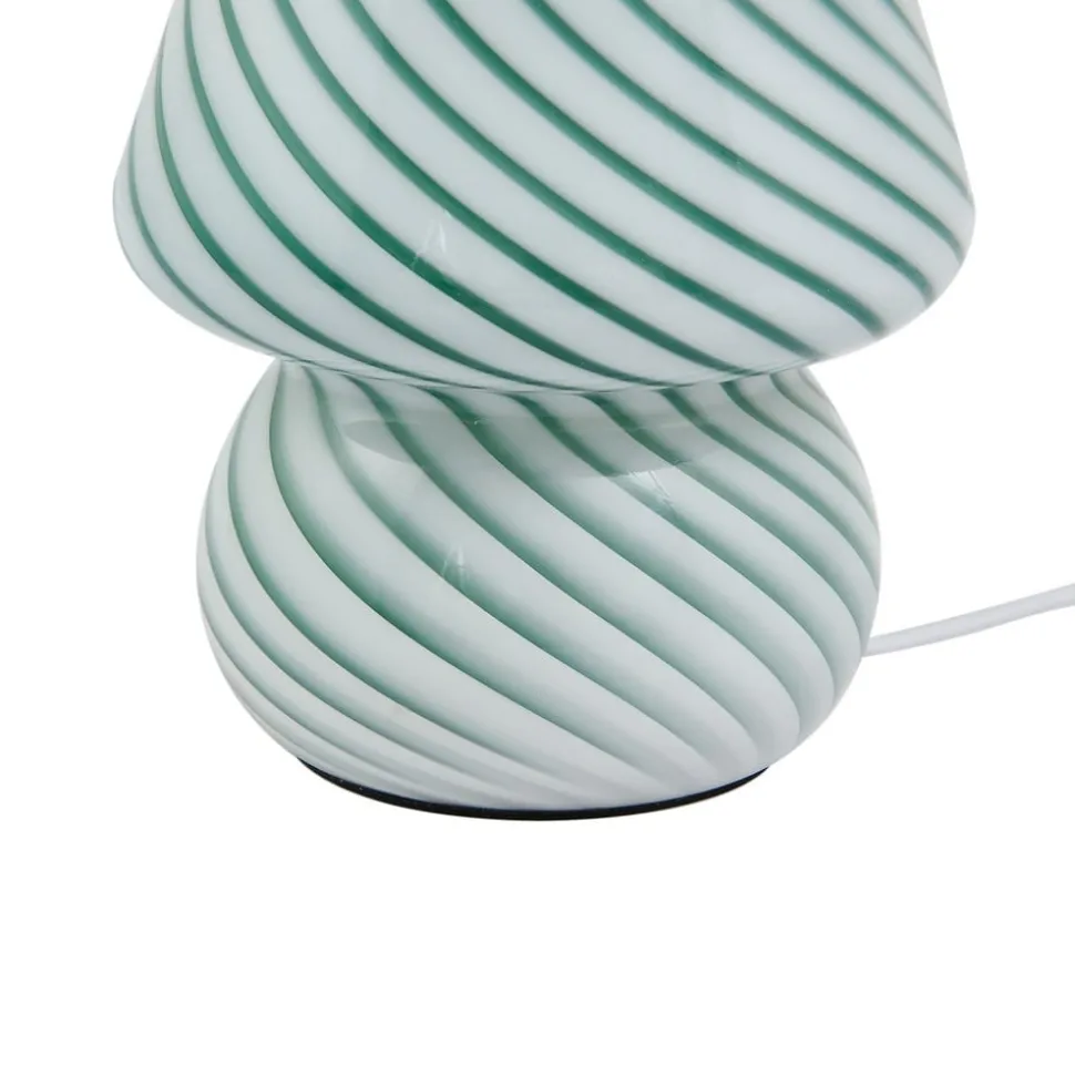 Lindby Andriana bordlampe, grønn/hvit, glass, Ø 15 cm