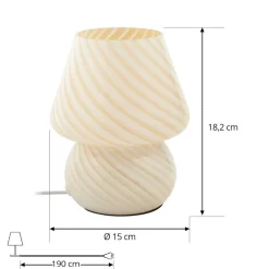 Lindby Andriana bordlampe, gul/hvit, glass, Ø 15 cm