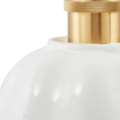 Lindby Annegret hengelampe, Ø 18 cm, keramikk, hvit/messing