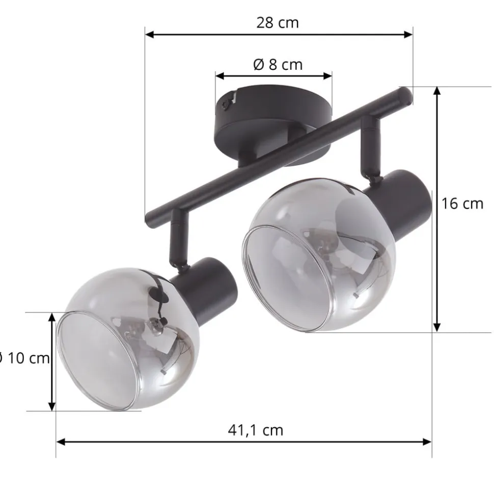 Lindby Arna taklampe, svart, 2 lyskilder