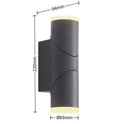 Lindby Aspyn utendørs LED-vegglampe, 2 lyskilder
