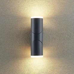 Lindby Aspyn utendørs LED-vegglampe, 2 lyskilder
