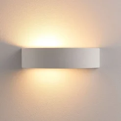 Lindby Aurel vegglampe, gips hvit halvrund