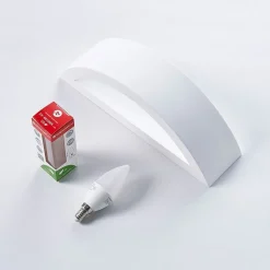 Lindby Aurel vegglampe, gips hvit halvrund