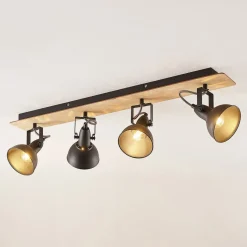 Lindby Aylis taklampe, 4 lyskilder, 82 cm, svart, tre, E14