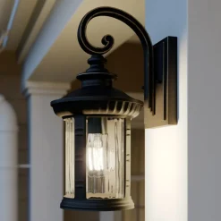 Lindby Barret utendørs vegglampe, 39 cm, aluminium, brun