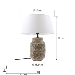 Lindby bordlampe Aelith, Ø 40 cm, brun, keramikk, E27
