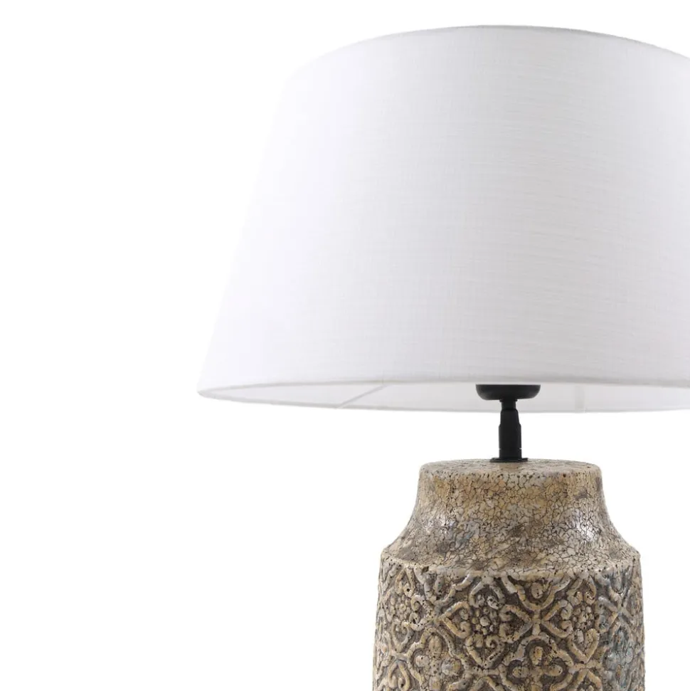 Lindby bordlampe Aelith, Ø 40 cm, brun, keramikk, E27