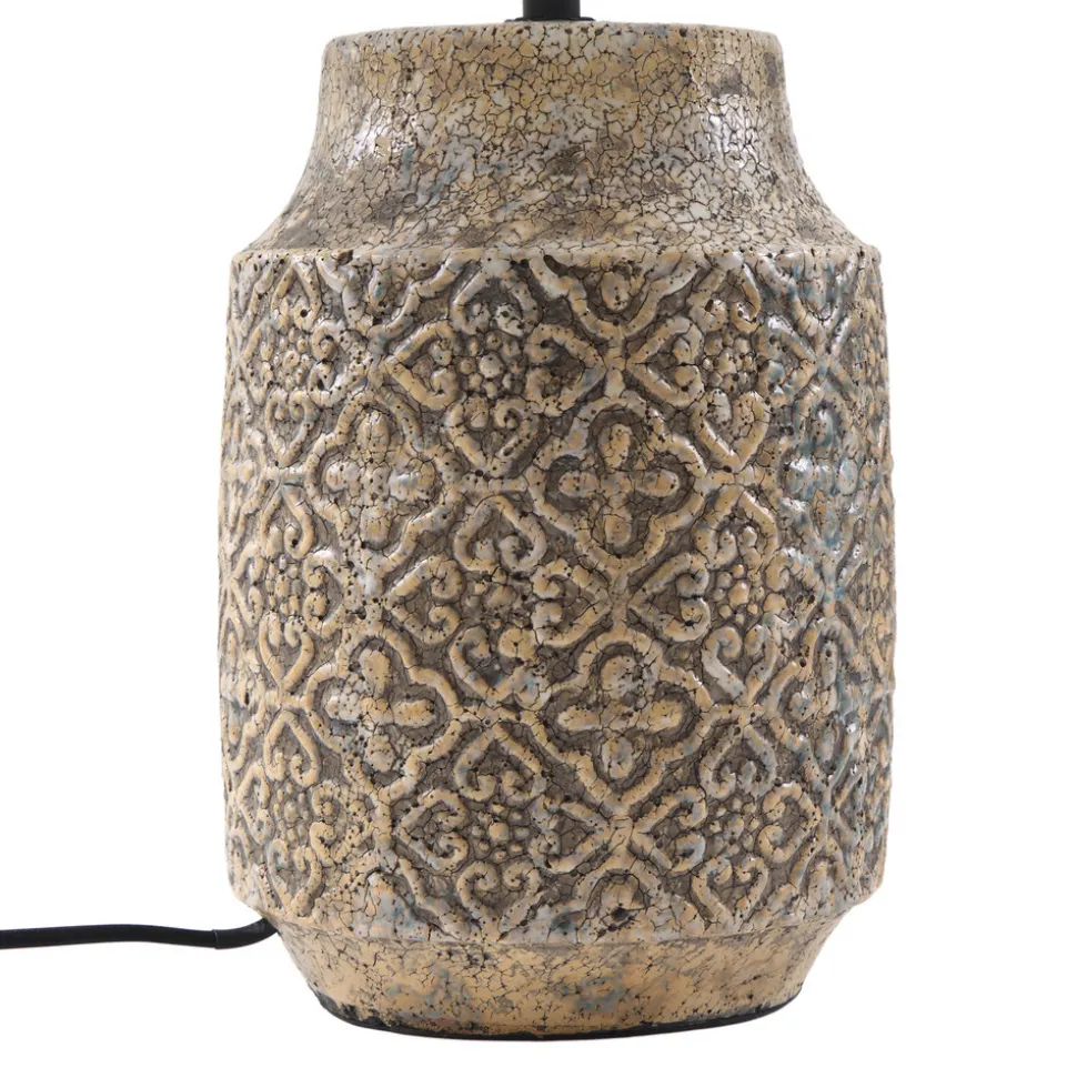 Lindby bordlampe Aelith, Ø 40 cm, brun, keramikk, E27