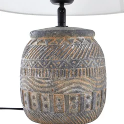 Lindby bordlampe Aelith, Ø 30 cm, grå, keramikk, E27