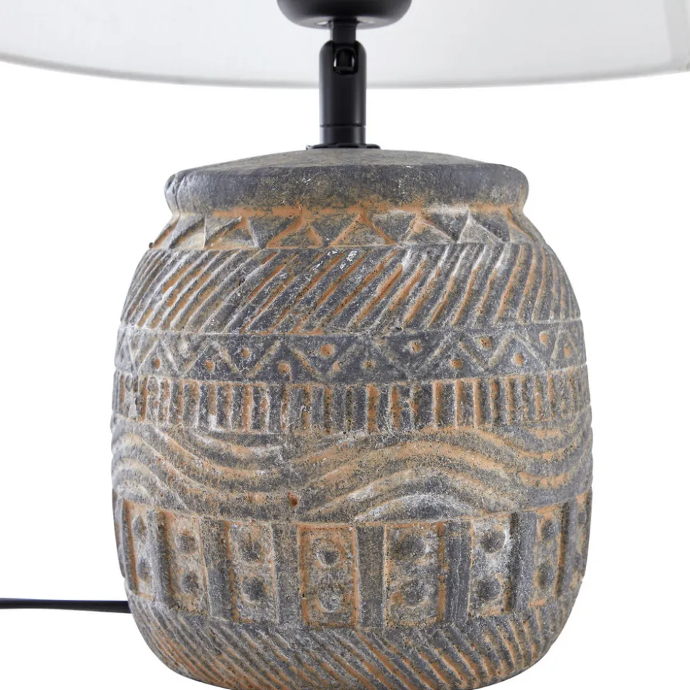 Lindby bordlampe Aelith, Ø 30 cm, grå, keramikk, E27